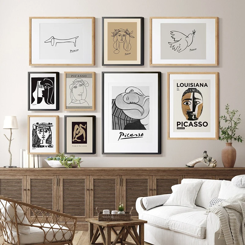 Vintage Picasso Poster Kiss Dog Abstract Decorative Prints Interior Canvas Painting Wall Art Picture Home Living Room Decoration