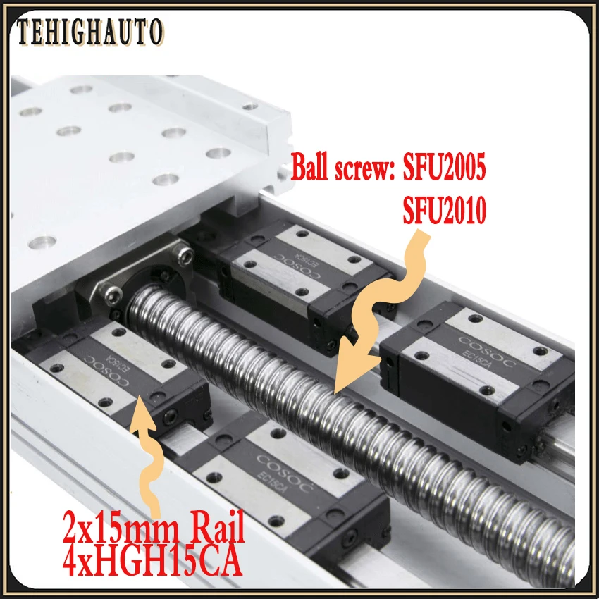 125MM width Heavy Semi-Enclosed Module Sliding Table 15MM Guide 4Pcs HGH15CA Sliders Ballscrew SFU2005 Workbench Linear module