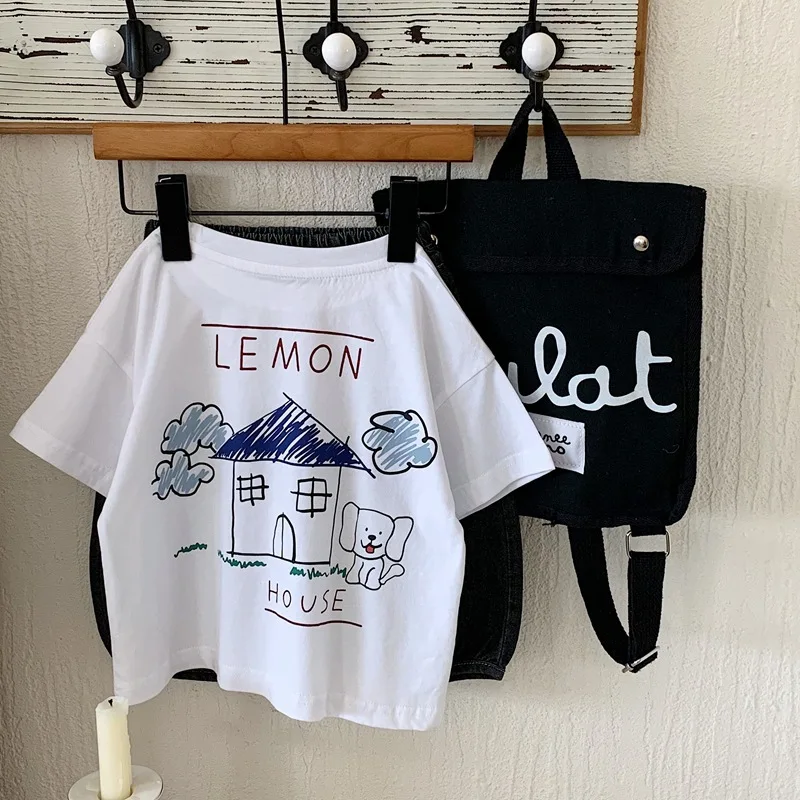Boys T-shirt 2026 Spring and Summer New Childrens Clothing Boys and Girls Foreign Style Pure Cotton Graffiti Print T-shirt
