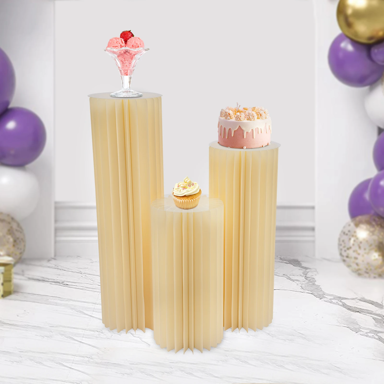 Wedding props folding column dessert table honeycomb organ paper engagement party window decoration