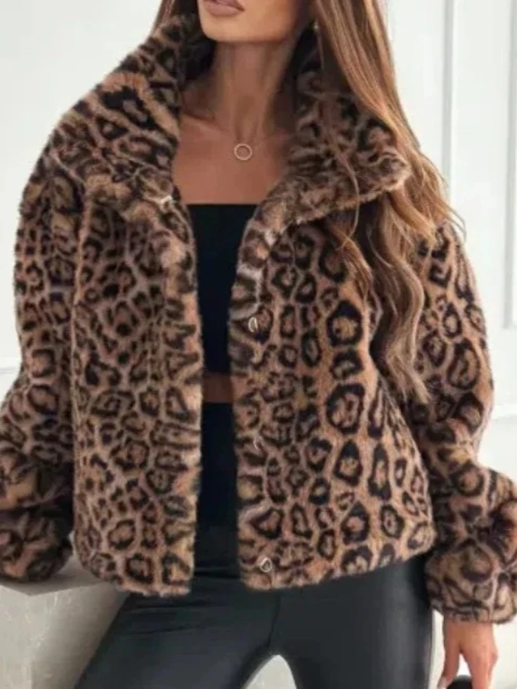 

new in Women Elegant Faux Fur Coat Warm Fluffy Loose Long Sleeve Lapel Jacket Autumn Winter Fashion High Street Lady Outerwear