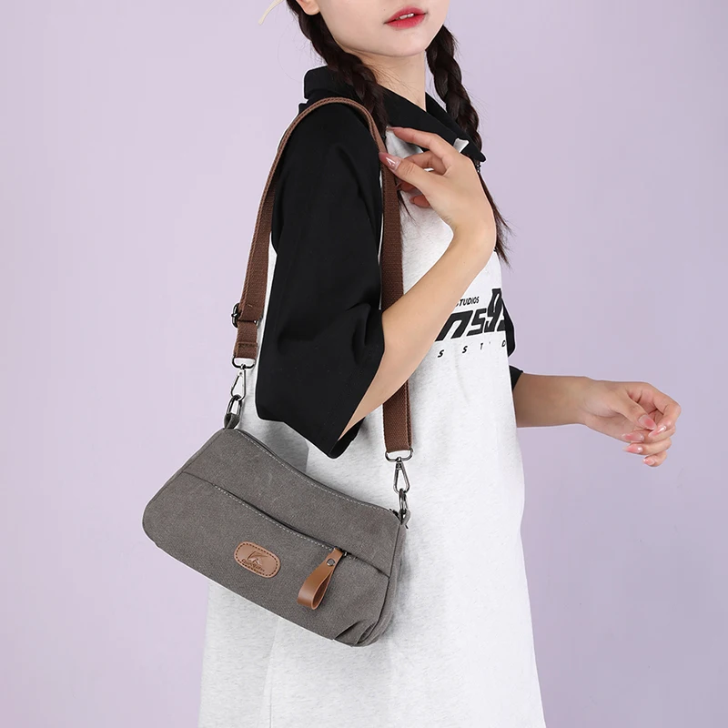 Canvas Lady's Handbag High Quality Crossbody Bag Casual Messenger Bag Lady Cell Phone Clutch Bag Lightweight Shoulder Bag