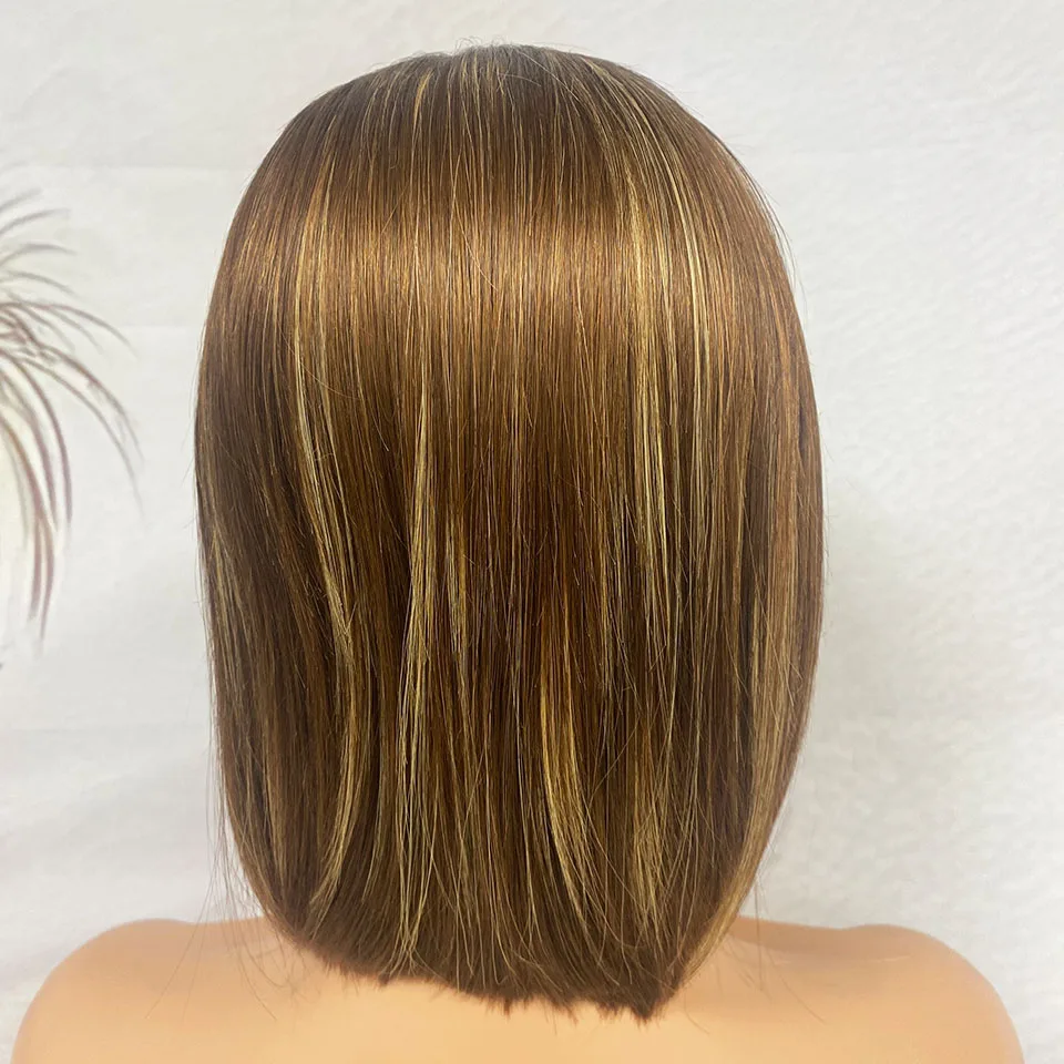 4/27 Highlight 4x4 Body Wave Glueless Closure Human Hair Wig Short Bob Blonde Human Hair Wigs Short Bob Human Hair Wigs Bob Wig