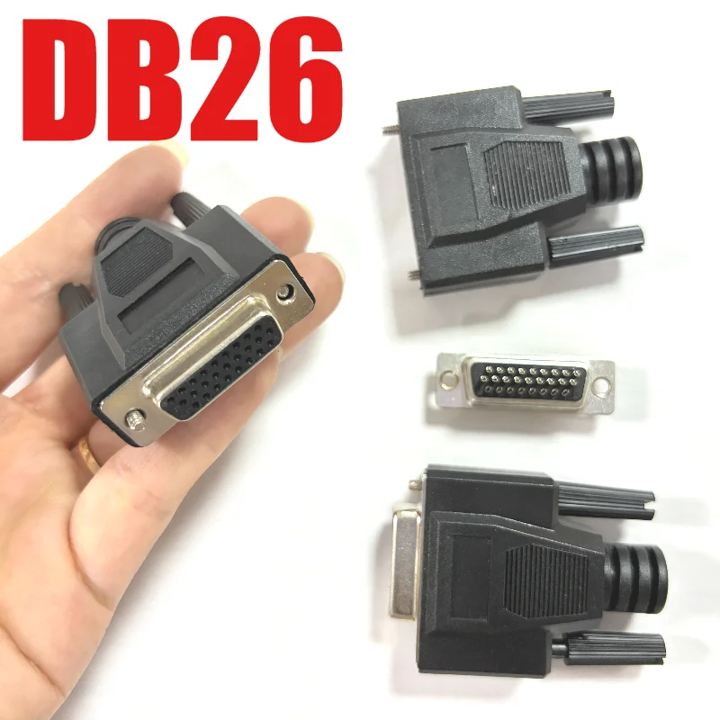 DB26 HDB26 Connector 26 Pin 3 Row D-Sub Male Female Plug Solder Type Solder Cup Wire Terminal Black Industrial Grade Cable DIY
