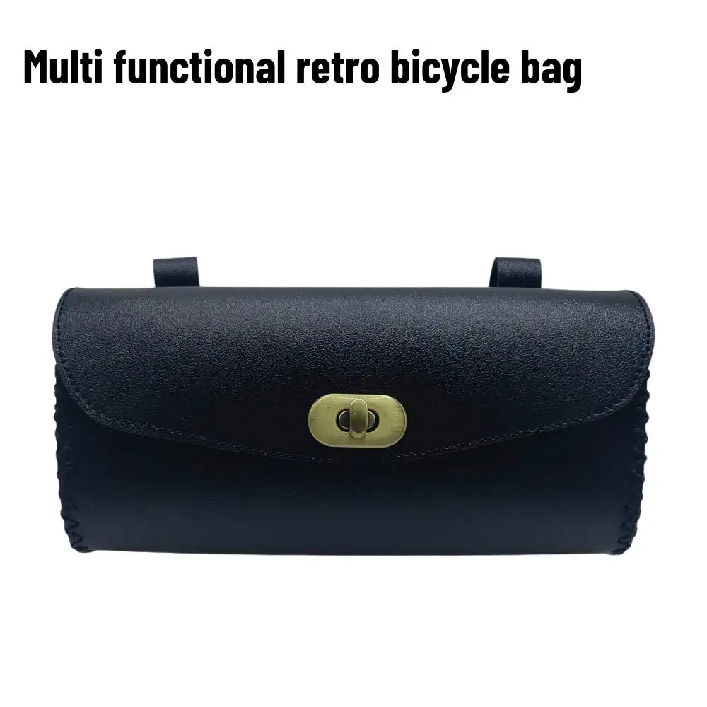 

New Retro Bicycle Tail Bag PU Leather Waterproof Cycling Bag Saddle Pouch Front Personalized Riding Vintage Bike Bag