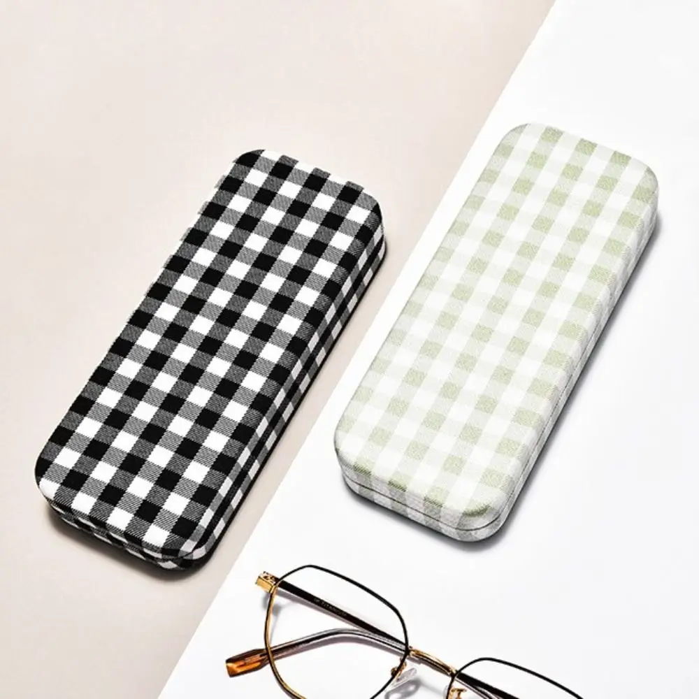 

Fashion Anti Pressure Glasses Case Hard Shell Plaid Eyewear Protector Cover Glasses Protection Eyewear Cases Women