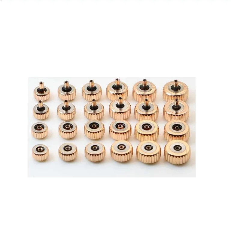 11pcs Rose Gold Color Steel Waterproof Watch Crown 4.5mm-7.0mm Head Diameter with 2.5mm Hole 0.9mm Tap W6321