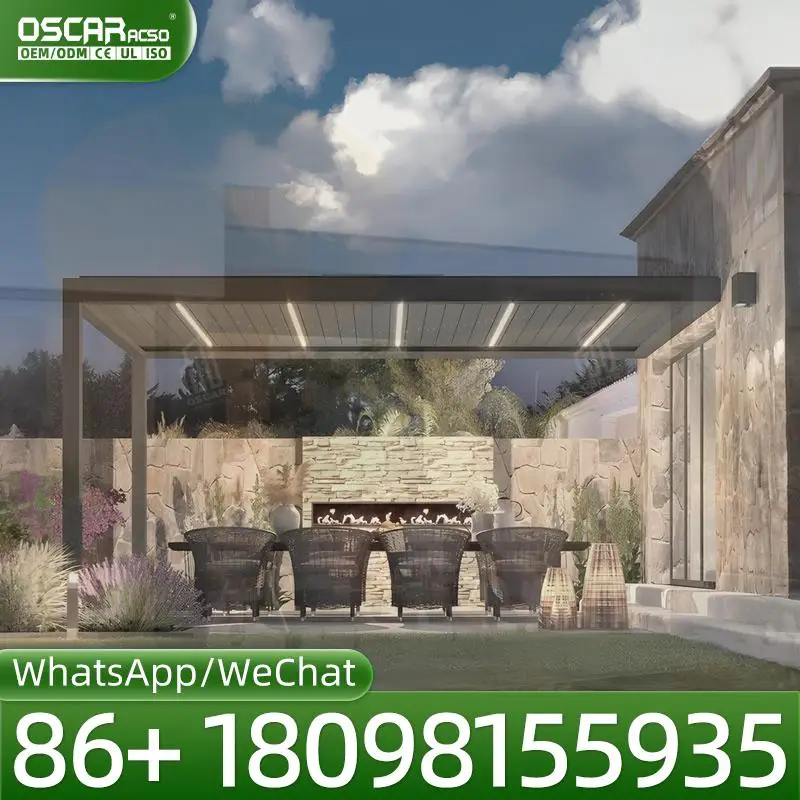 Modern Bioclimatic Waterproof Louvre Roof Motorized Outdoor Aluminium Pergola for Garden Patio Backyard pergola