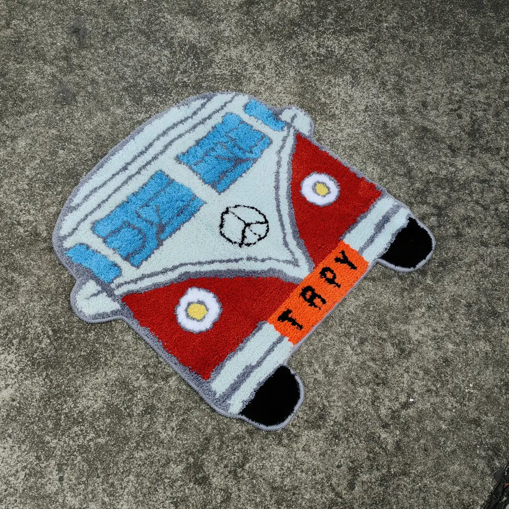 Cartoon Bus Tufted Rugs for Kids Bedroom Decor Handmade Soft Plush Carpet Living Room Area Rug Floor Mat Doormat Dropshipping