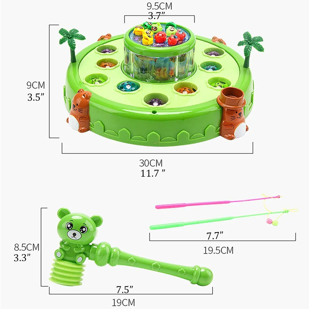 2 in 1 Interactive Whack a Mole Game & Magnetic Fishing Toy for Toddlers-Learning Early Developmental Toy-Fun Gift