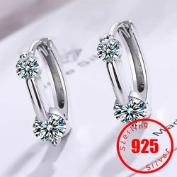 Sello de plata de ley 925 para mujer, pendientes de tuerca de estrella de cristal brillante Simple, regalos de joyería al por mayor, nueva llegada, 2024