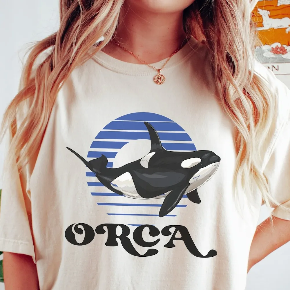 Save The Orcas Orca Lover Killer Whale Trendy Oversize Ocean Beach T Shirt Conservation Apparel For