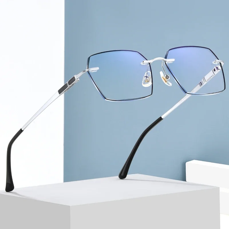 Rimless Reading Glasses Women Anti-Blue Light Cut Edge Middle-Aged And Elderly Reading Glasses Fashion Reading Glasses Men