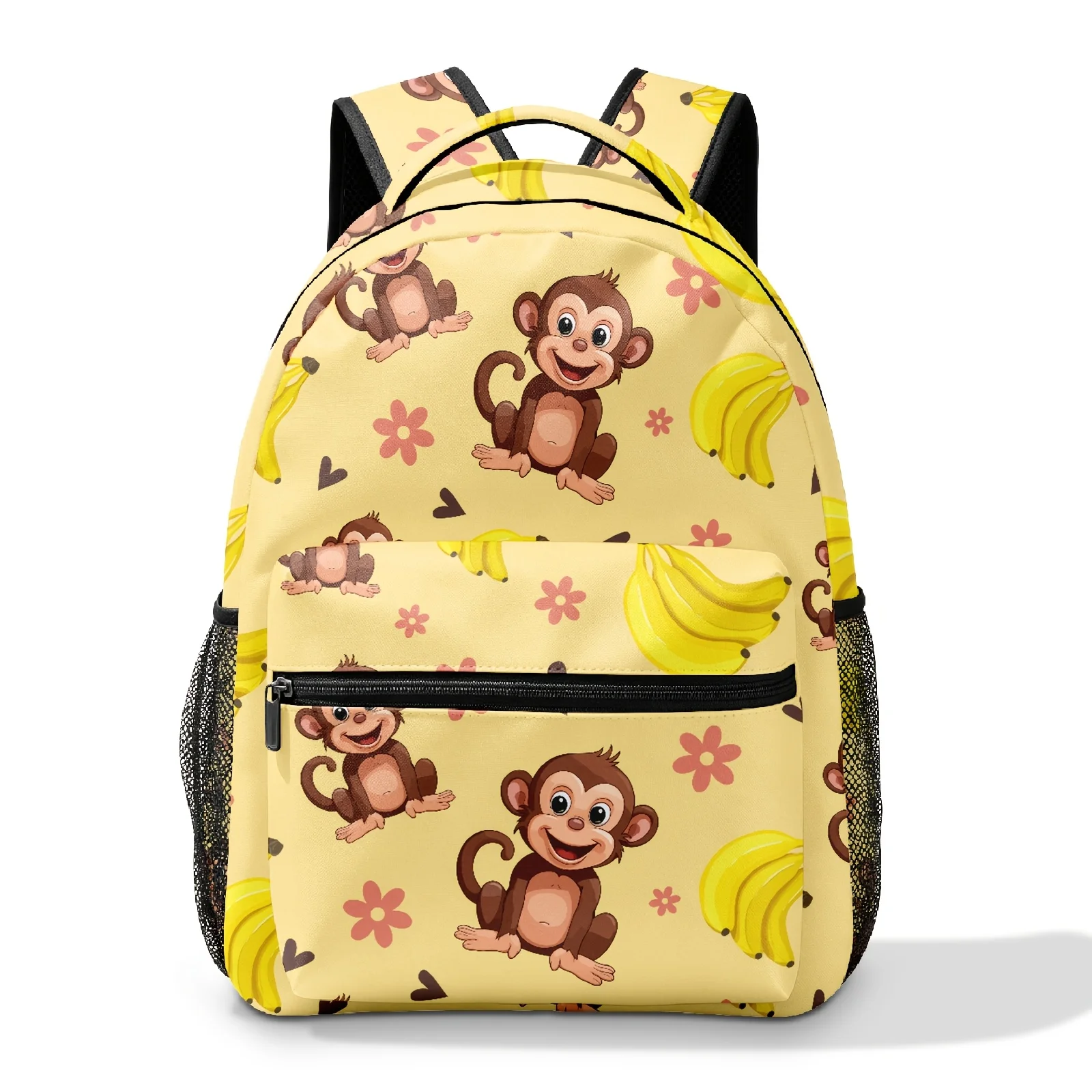 Yellow A Stylish and  Design Featuring A Playful Little Monkey Print on A Bright Yellow Background, Complemented