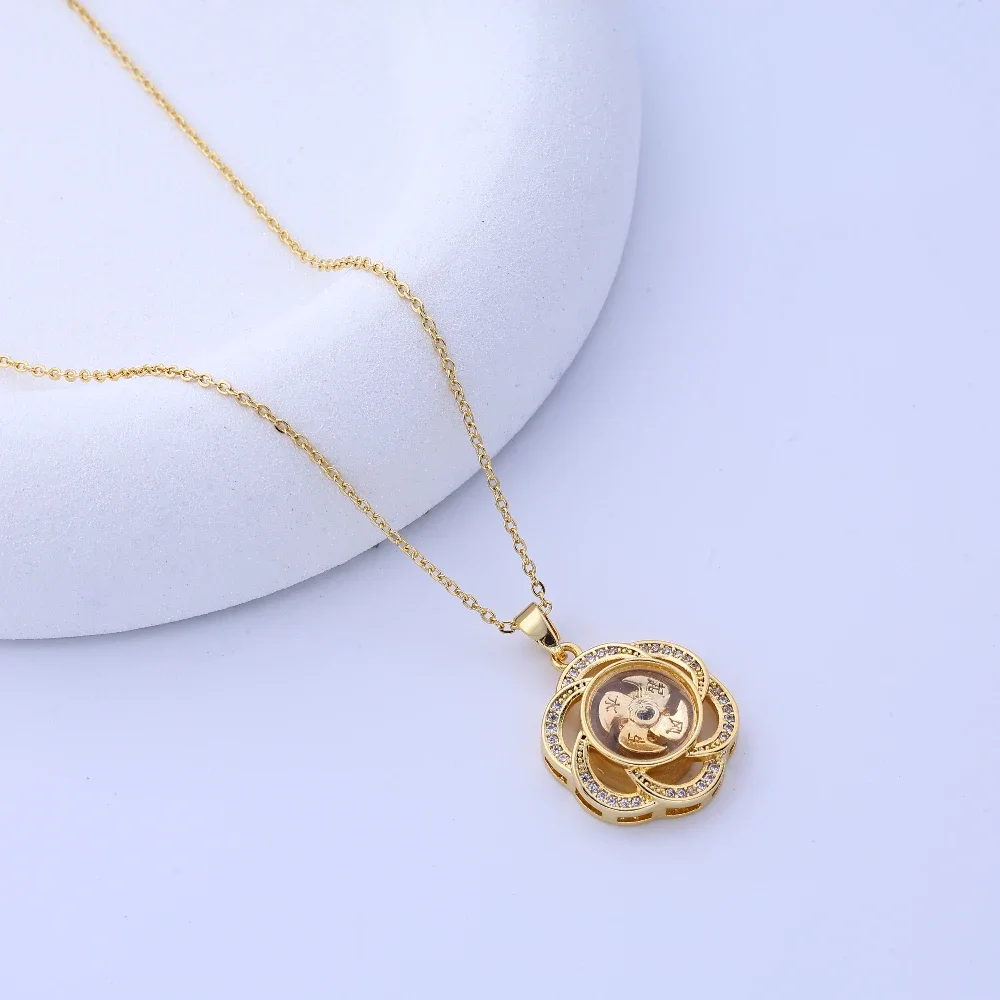 Elegante collana girevole con diamanti intarsiati di ispirazione vintage - Ciondolo gioielli unisex per una decorazione elegante