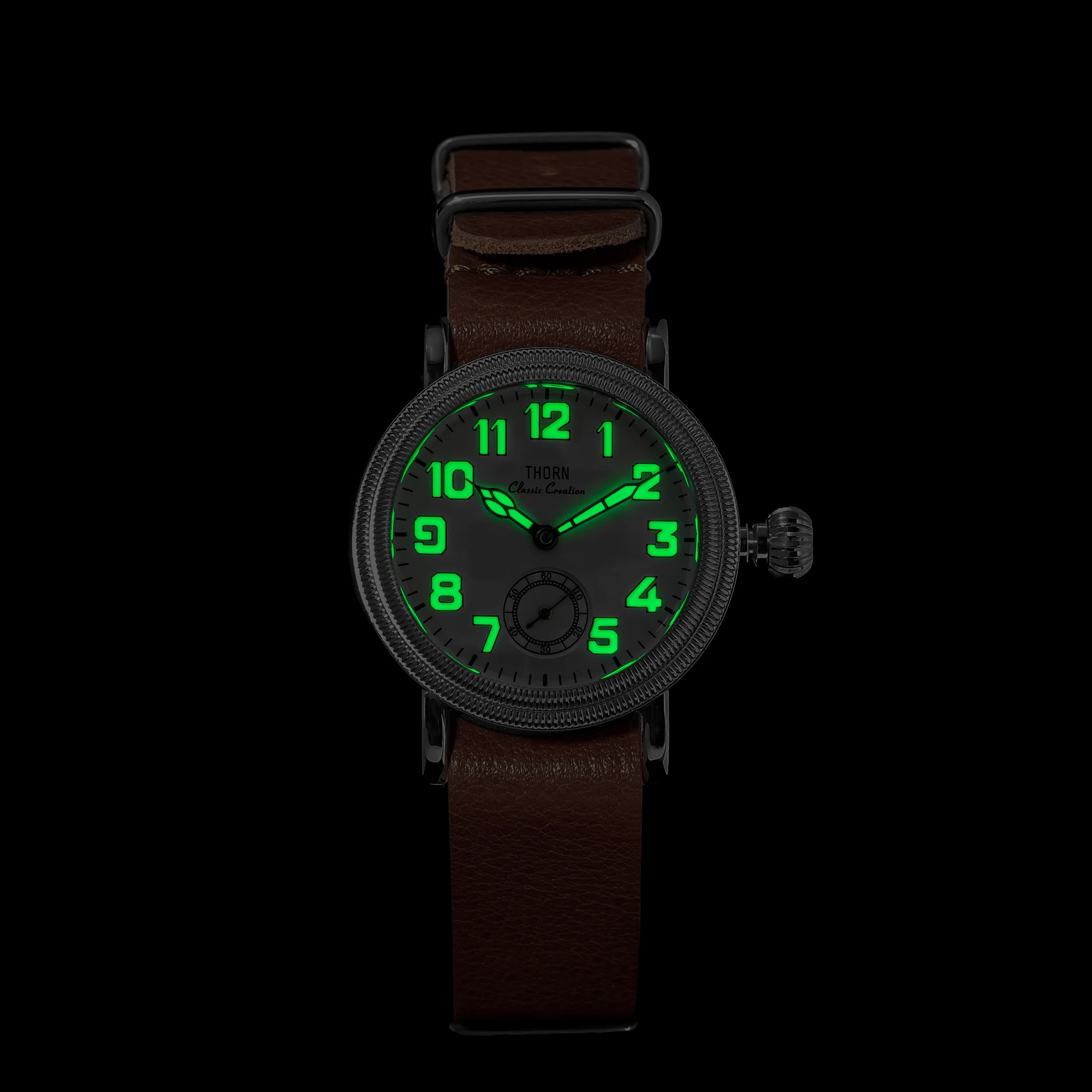 【T013】THORN Uhr 36 mm Durchmesser Vintage Fliegeruhr ST1700 Handaufzug Mechanische Uhrwerkuhr Schweizer Leuchtkraft – Detail 26