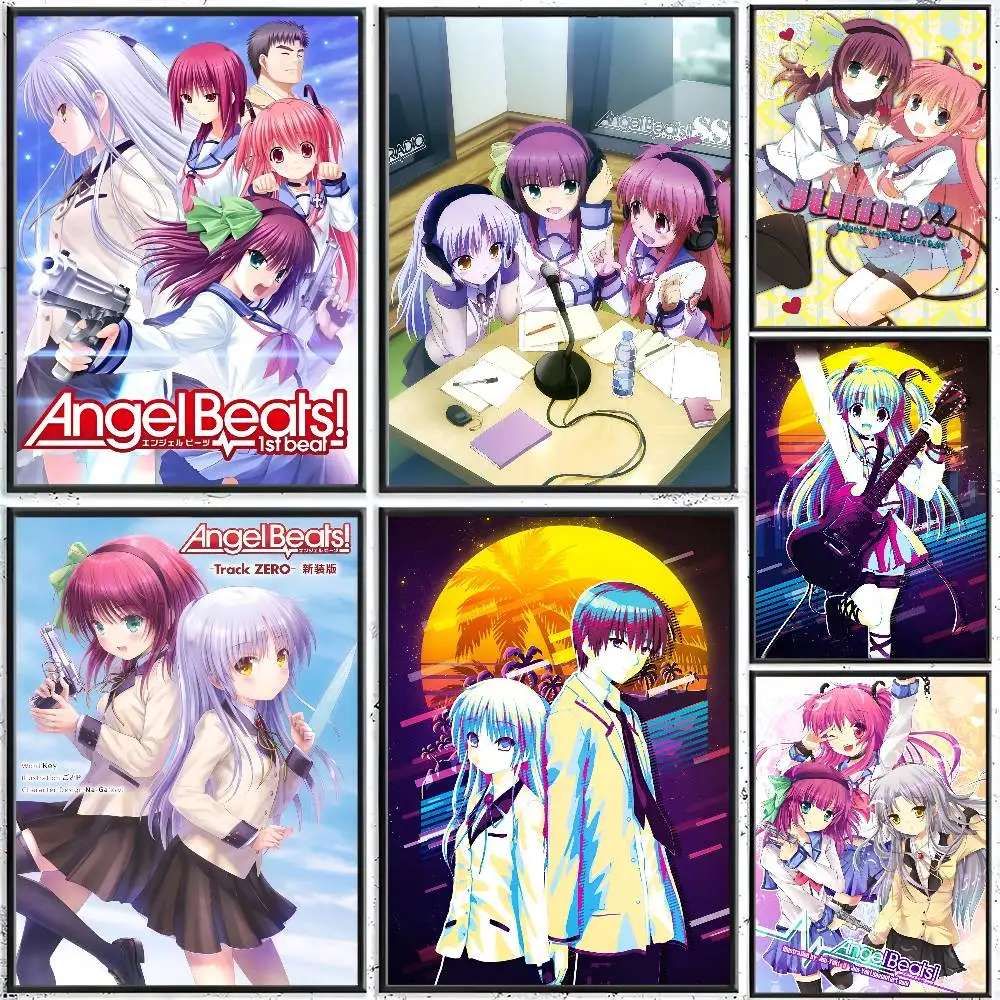 1pc Angel Beats! Poster Sticker Print Waterproof Wall Art For Living Room Bedroom Home Decor