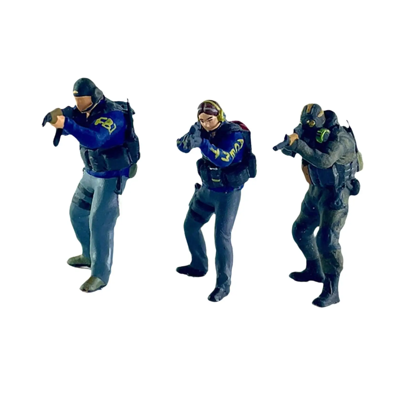 3 piezas 1:64 figura de pie modelo en uniformes mesa de arena adorno resina para