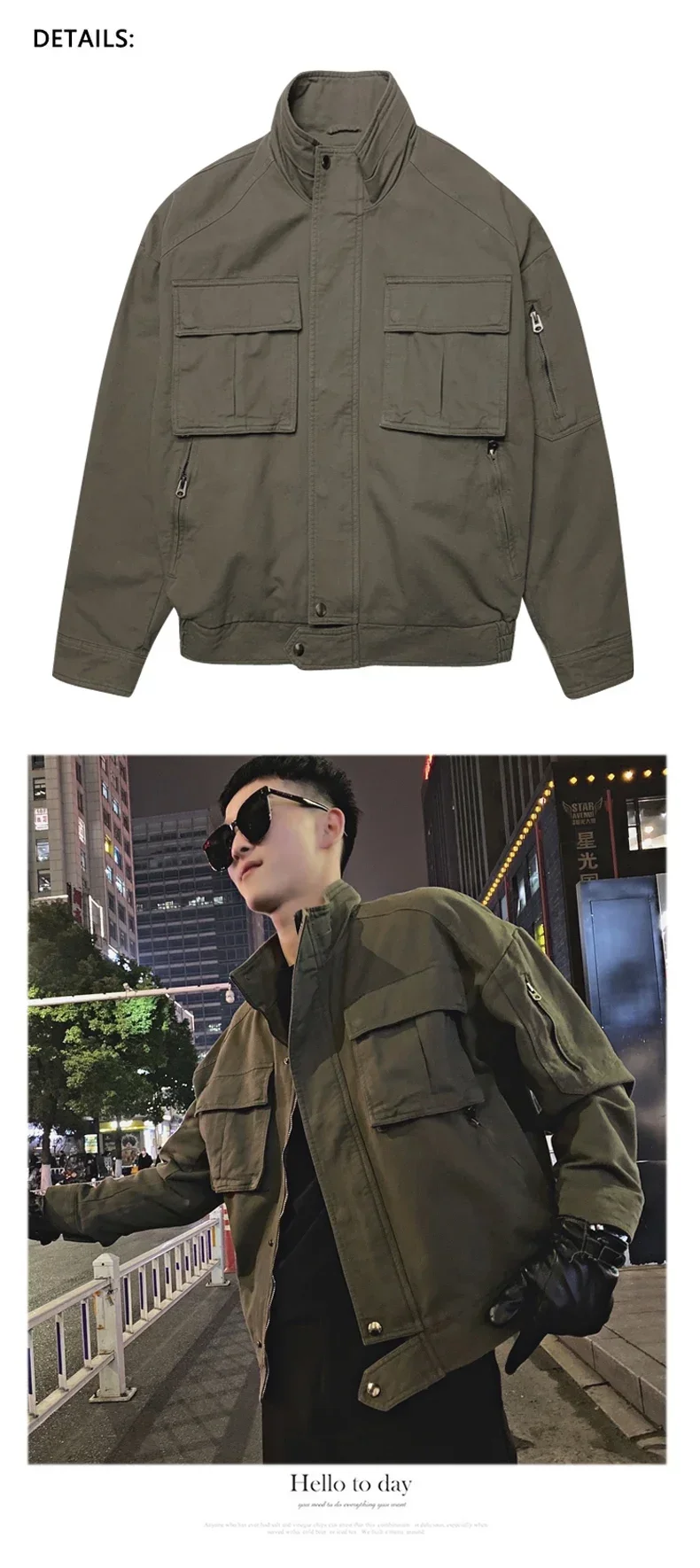 

Men Corduroy Jacket Korean Fashion Loose Spring and Autumn Retro Men Casual Cargo Jacket Solid Color Male Outerwear