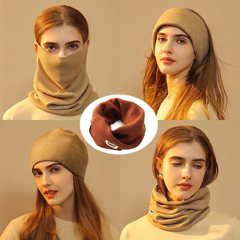 Autumn Knitted Neckerchief Winter Scarf For Women Men Outdoor Sport Windproof Dust-proof Head Band Warm Scarf with Mask