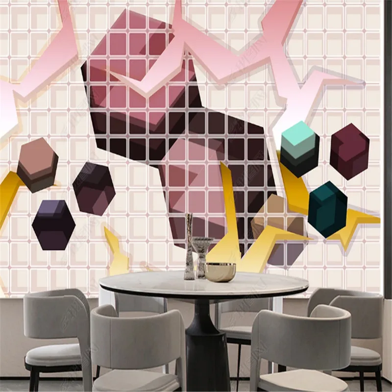 

Modern 3D Abstract Geometric Wallpaper Industrial Decor Lattice Lines Restaurant Cafe Dessert Shop Background Wall Papers Mural