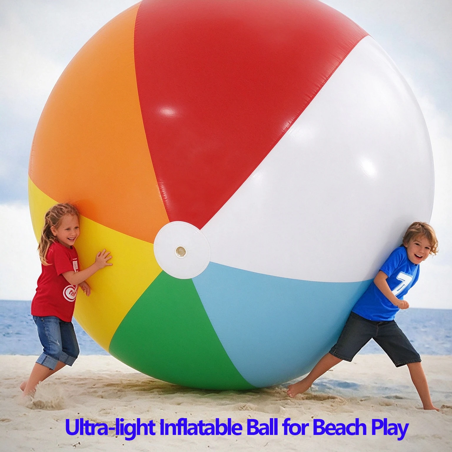 Rainbow 6-Panel Inflatable Beach Ball,Multicolor PVC Blow Up Pool Ball,Summer Beach Swimming Pool Party Game Toy for Kids Adults