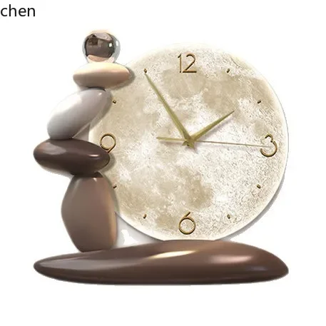TQH-i7.7  stone clock - decorative wall clock for living room, creative tv background wall, silent home clock