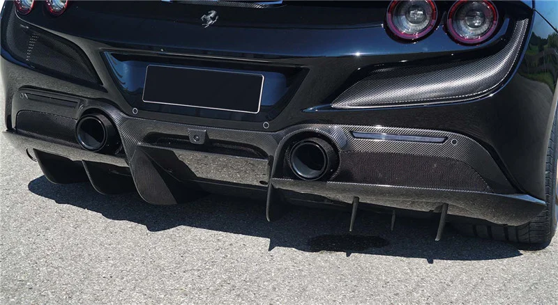 Ferrari F8 Tributo & Spider Rear Diffuser 2019-2023 Plain Weave Dry Carbon Fiber Performance Racing Style Auto Part