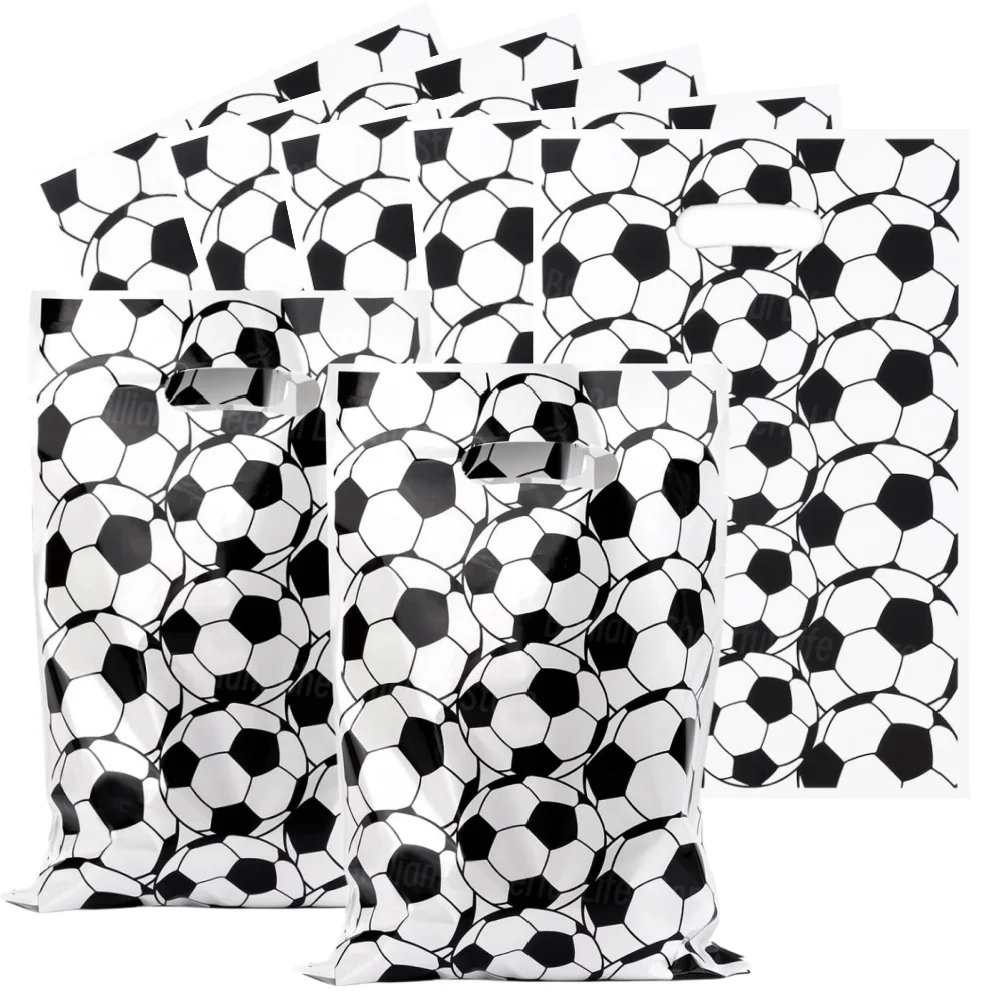 10/20/30Pcs Soccer Party Gift Bags Football Theme Plastic Candy Bag Loot Bag for Kids Sport Birthday Party Favors Supplies Decor