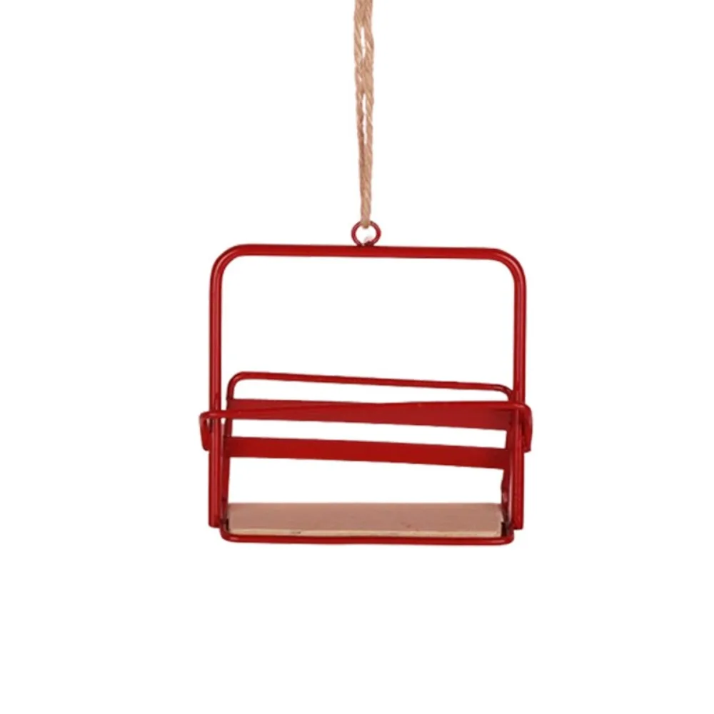 Red Green Dollhouse Chair-lift Decoration Fairy Garden Iron Frame Christmas Hanging Chair-lift Photo Props Micro Landscape