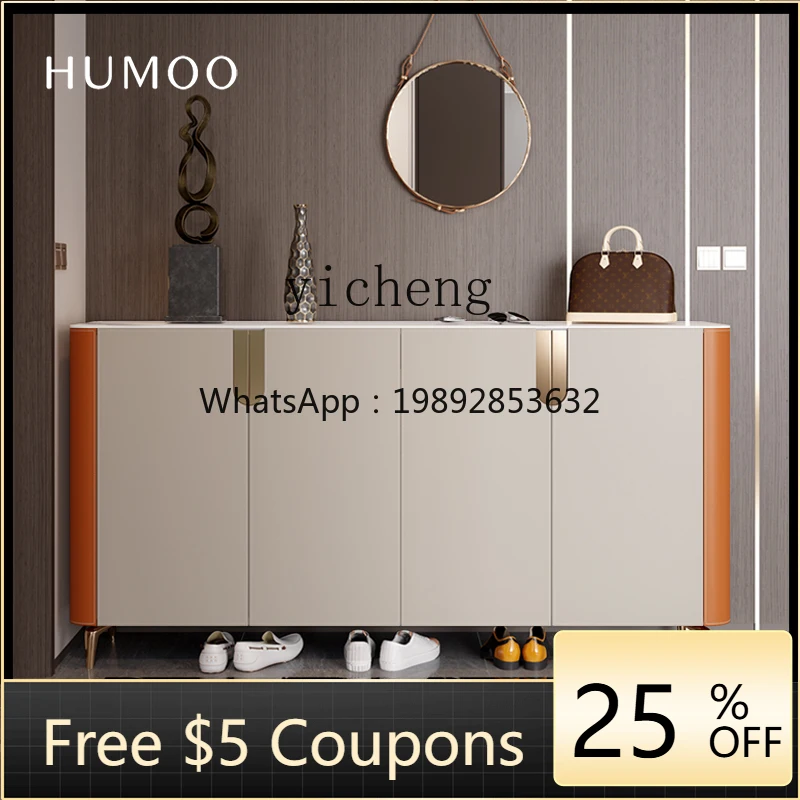 

R1 saddle leather light luxury shoe cabinet multi-functional partition cabinet high foot solid wood extended cabinet shoes