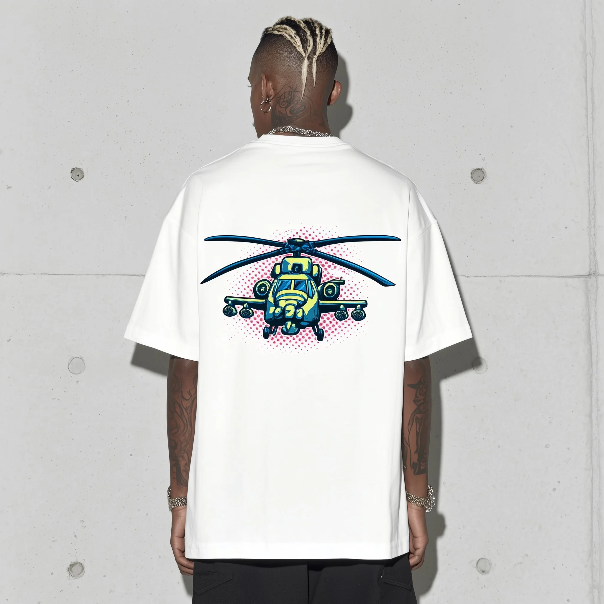 

Teevo Men's Casual T-Shirt Helicopter Graphic Print Streetwear Daily Wear