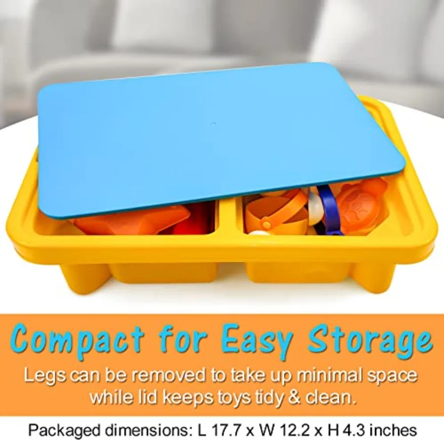 Table de sable et d'eau pour tout-petits, poubelle sensorielle intérieure et extérieure 3 en 1 pour Table de bébé Portable avec couvercle et jouets de plage pour tout-petits