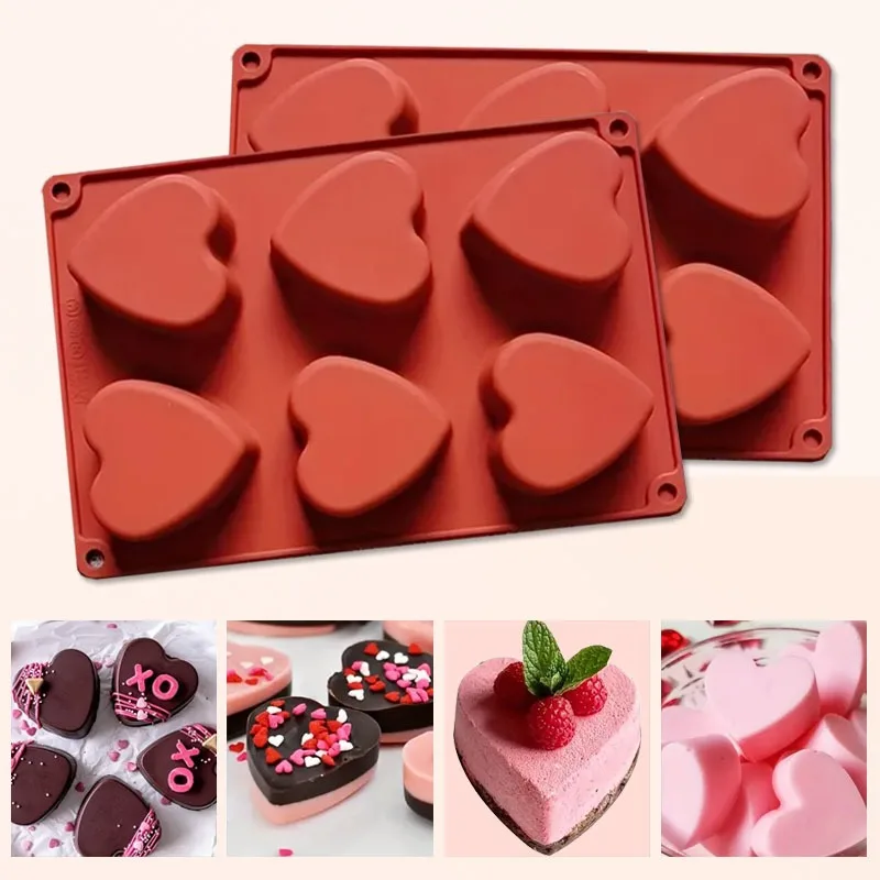 

6 Holes Heart Shaped Silicone Mold Chocolate Cake Jelly Pudding Moulds For Candy Making Art Craft Mould Ice CubeHeart Shape Pan