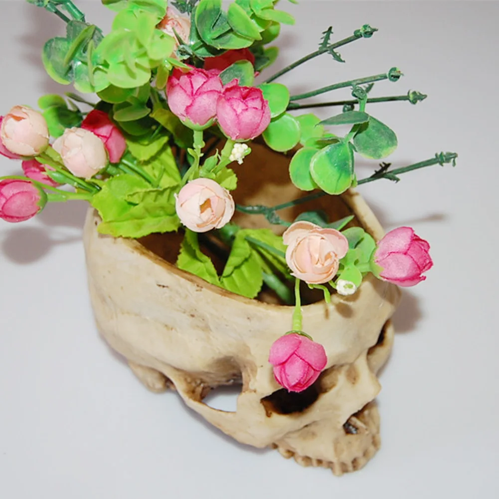 Resin Human Skull Flower Pot Workmanship Fruit Plate Storage Container Attractive European Eco-friendly Handmade for Home Easter