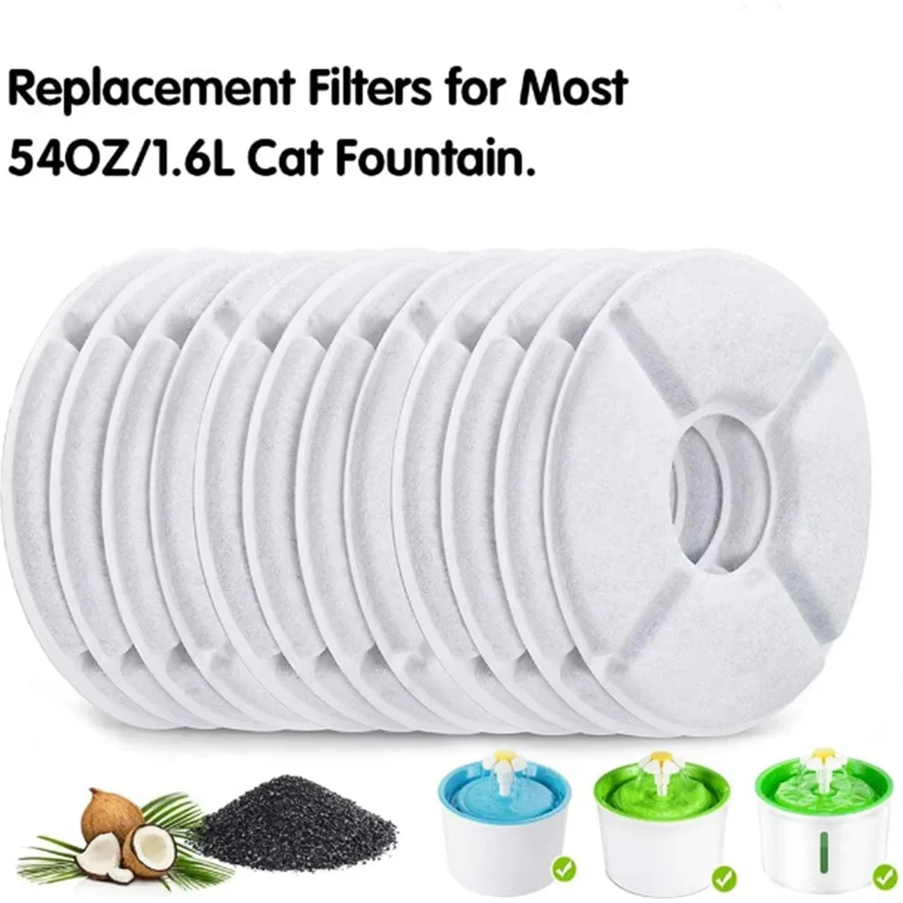 

6/12/24Pcs Cat Water Fountain Activated Carbon Replacement Filter For 1.6L Automatic Pet Cat Water Fountain Dog Water Dispenser