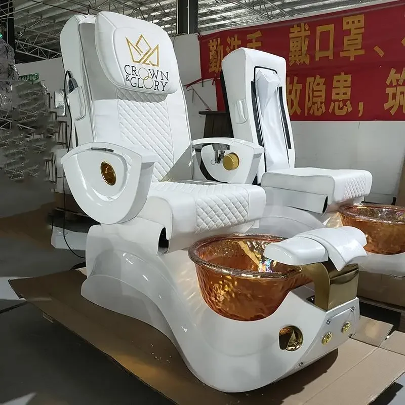 

White Luxury Foot Massage Chair With 4 Sets of Simulation Massage Sofa 180 Degrees Spa Manicure Pedicure Chair