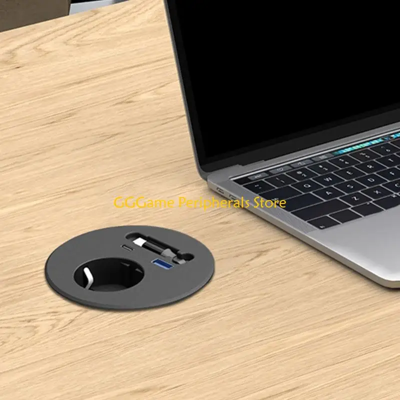 U55B Flushes Mounts Round Power Outlet With 70Cm Retractable Wire for Office Furniture