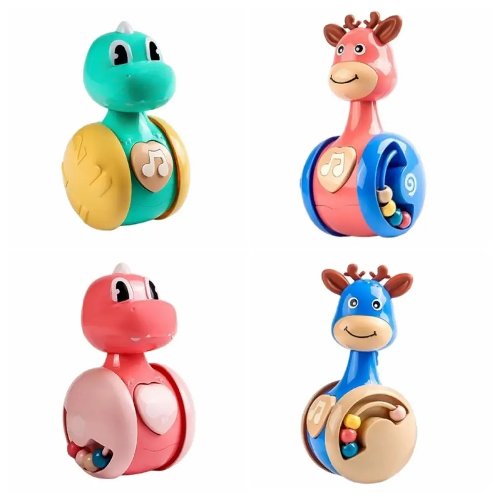 Creative Fawn Sliding Tumbler Early Education Cartoon Dinosaurs Tumbler Wobbler Musical Press Squeaky Tumbler Rocking