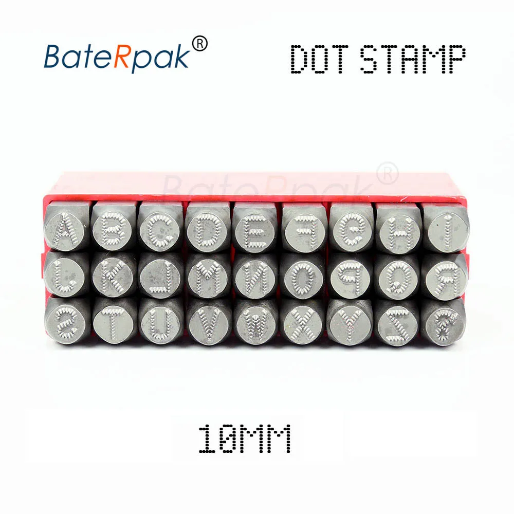 10mm A-Z Dotted steel seal,BateRpak car chassis Steel word punch stamp/matrix do stamp letters,27pcs/box