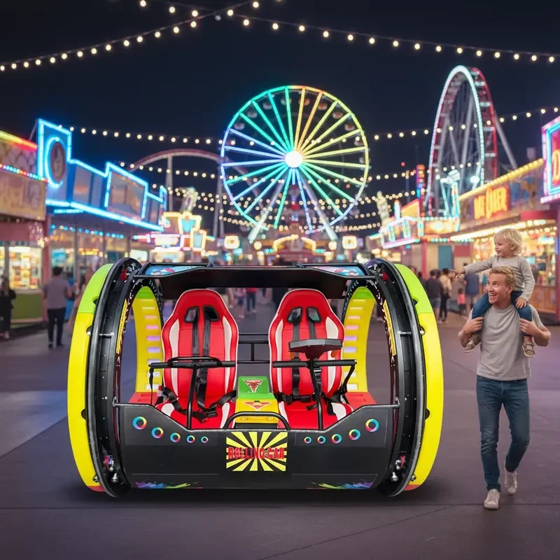 CE Certificate Naughty Dog HW-FGC1 360 Degree Rolling Flip Metal Double Player Outdoor Amusement Ride for Commercial Resorts