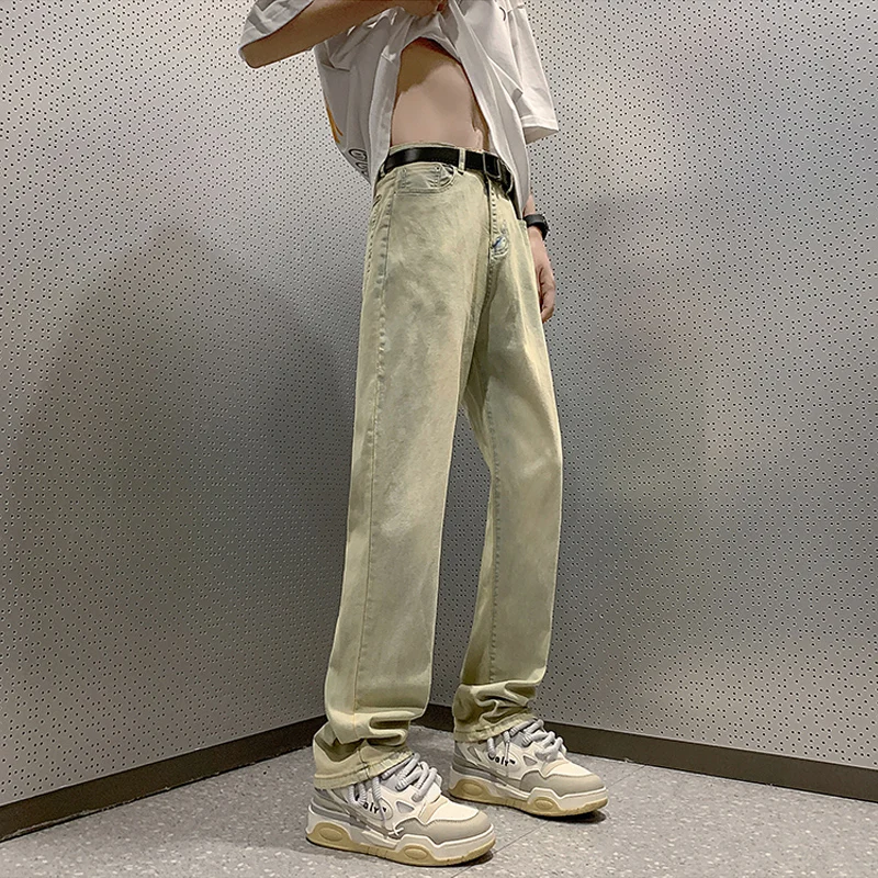 

Мужские летние тонкие джинсы American Sle Waed из денима, свободные прямые брюки, повседневные, в стиле High Street Vibe