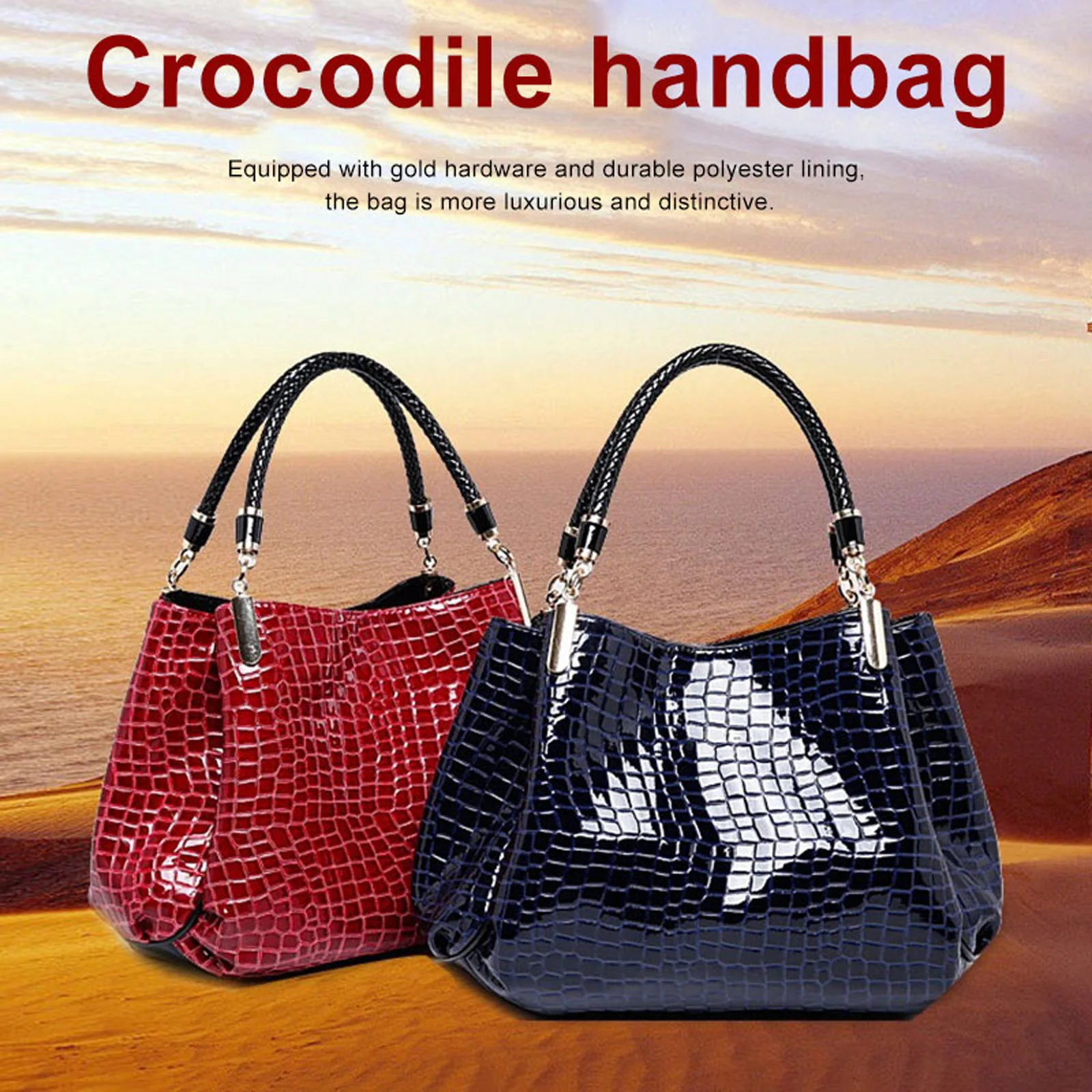 Women Alligator Print Tote Bag All- Top Handle Underarm Shoulder Bag for Holiday Vacation Storage