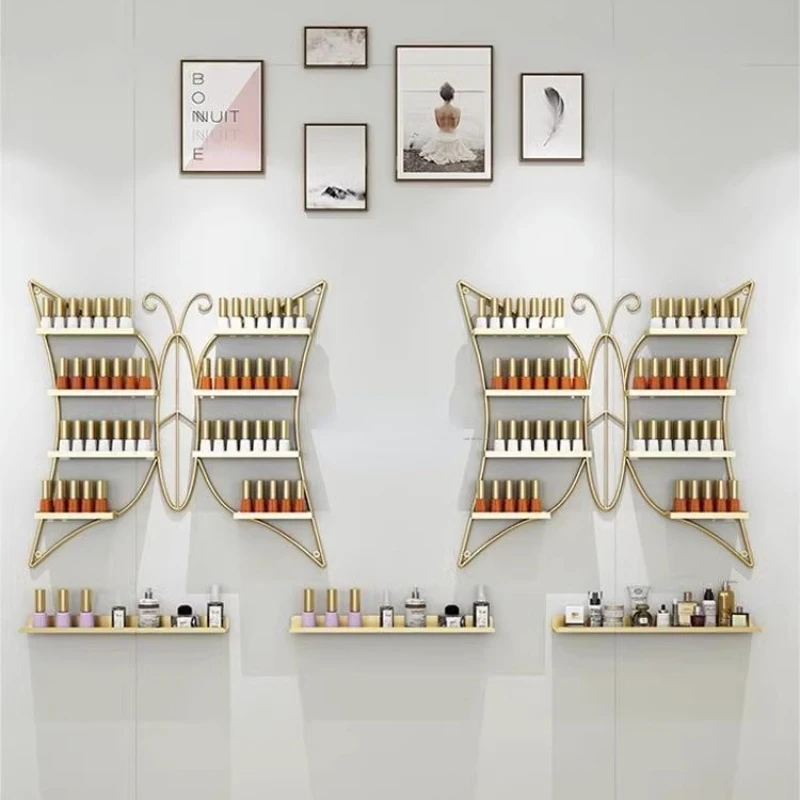 Iron Wall Hanging Nail Shop Storage System Nail Polish Glue Shelves Wall Decoration Large Capacity Display Shelf