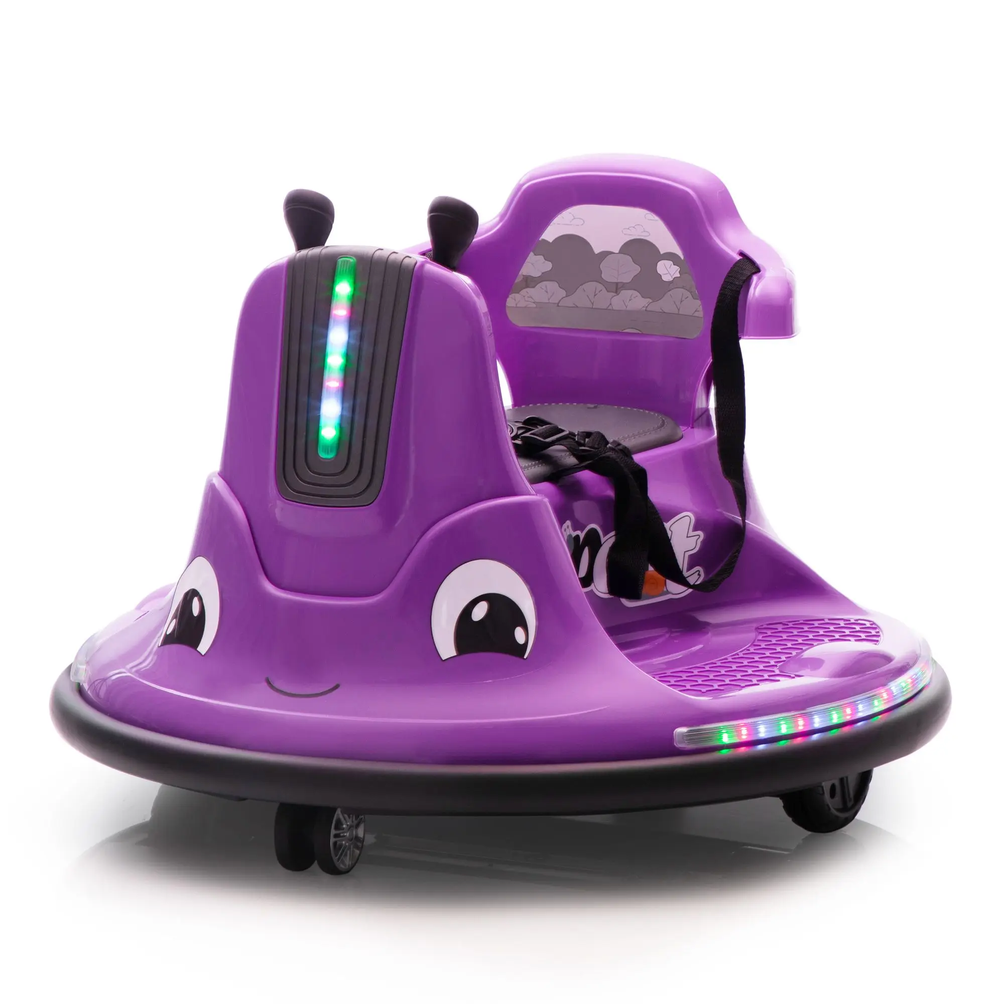 12V Snail-Shaped Kids Electric Bumper Car with Remote Control, Ride On Car with LED Lights, Music, 360 Degree Rotate