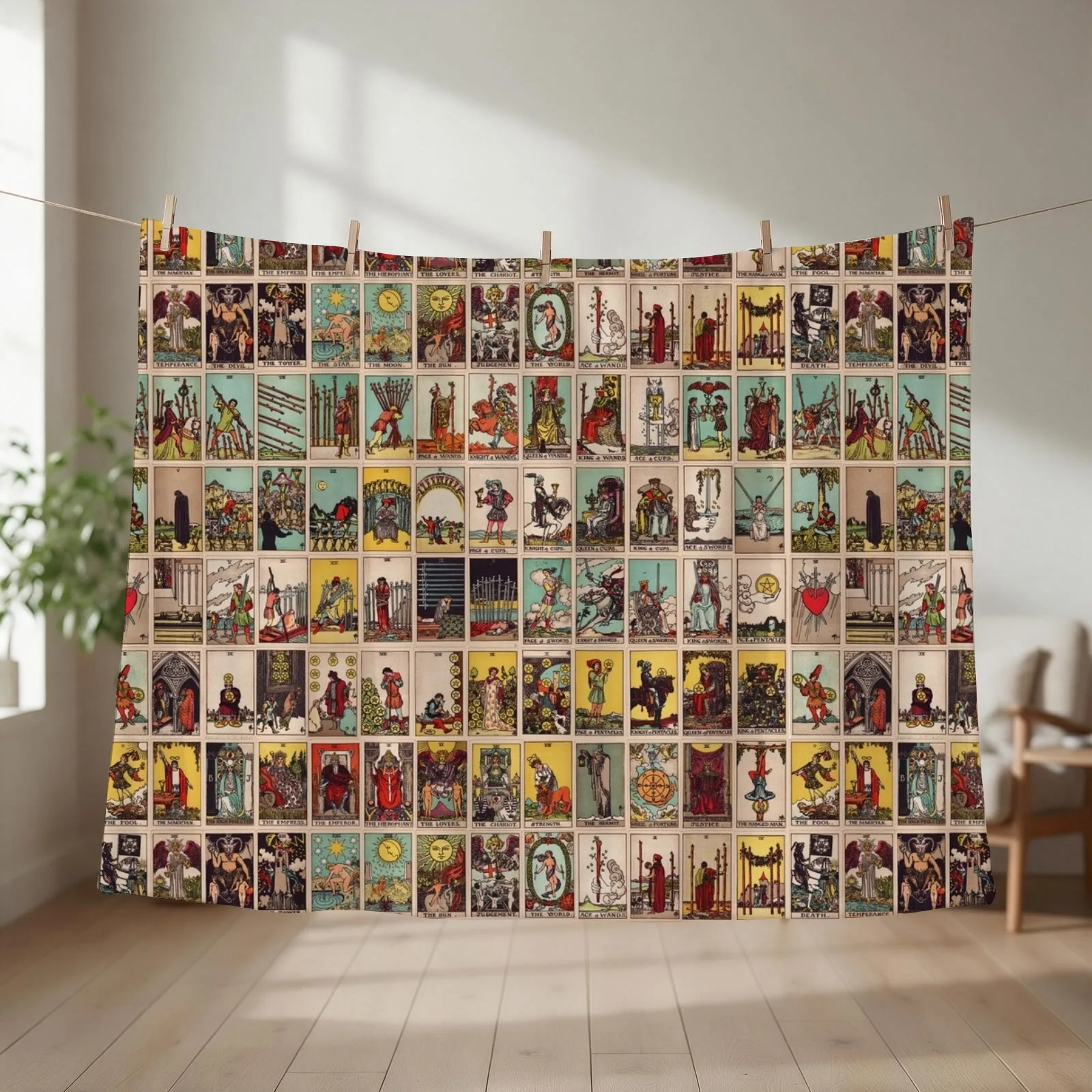 The Full Tarot deck. Major and Minor Arcana Throw Blanket couch cozy soft plush fuzzy picnic outdoor blanket