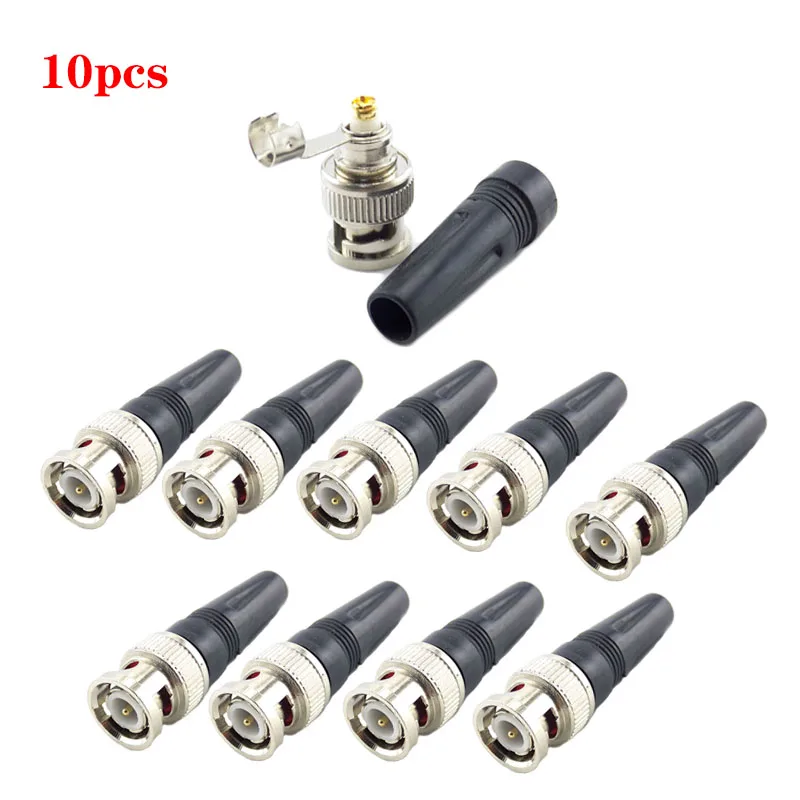 BNC Male Plug Adapter Connector Twist-on Coaxial RG59 Cable For CCTV Camera Video Audio Connector 10pcs/Lot Q1