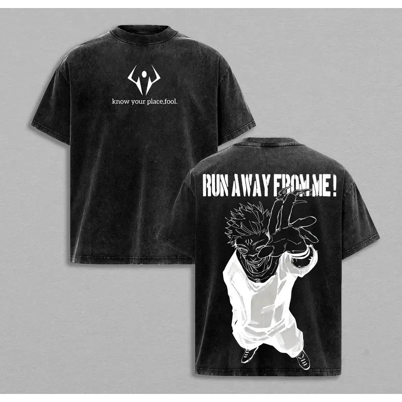 Manga Jujutsu Kaisen Ryomen Sukuna Printed Tee Men Women Clothing Washed Cotton T-shirt Casual Oversized T Shirt Harajuku Tshirt