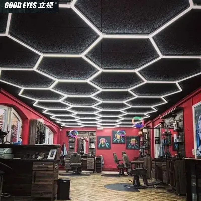 Imagem -05 - Luz Led Hexagonal para Barbearia Iluminação Popular Forma Favo de Mel Garagem Dropshipping 110240v