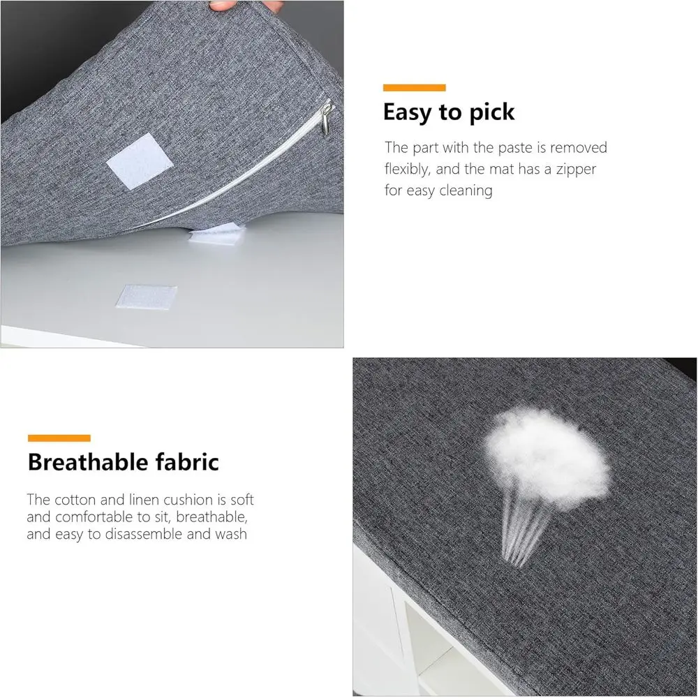 白とグレーの玄関用シューズベンチ、スタイリッシュな靴の整理に最適な収納付き